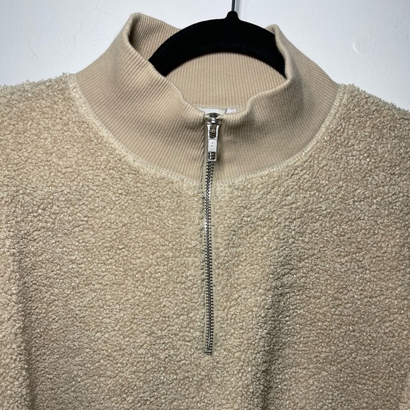 Topshop Women’s Tan 1/4 zip boucle sherpa loungewear sweatshirt in size US 10 - Picture 4 of 7